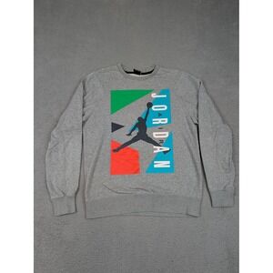 Jordan Sweatshirt Mens Medium Gray Jumpman Crewneck Nike Pullover 658311-063‎